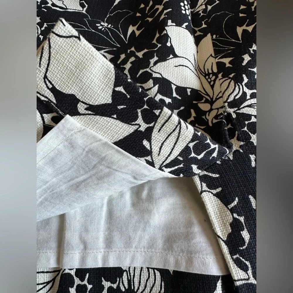 🖤 J.Crew Pencil Skirt Floral Black White Cotton Lined 0P